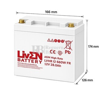 Bater�a 12 Voltios 28 Amperios LVHR12-660W | Liven Battery